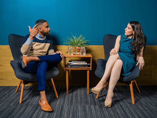 A couple talking through their feelings