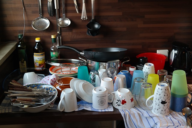A bunch of dishes on a counter